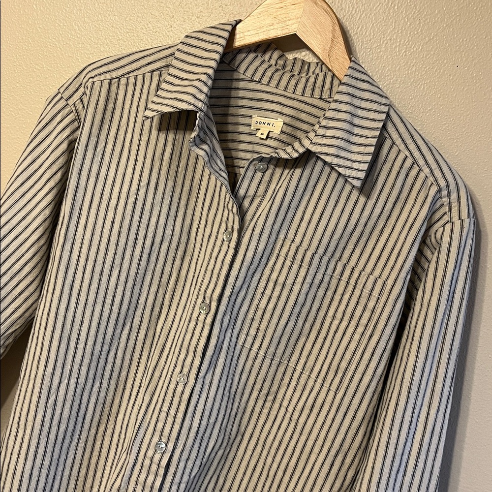 SOLD - DONNI Striped Linen Button Down Shirt